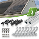 Silbernes Schrägdach Montageset für 3 PV-Module...