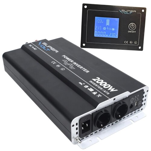 Supervolt 12V 2000W Reine Sinus Welle Wechselrichter mit Netzvorrang und FI-Schutz