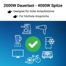 Supervolt 12V 2000W Reine Sinus Welle Wechselrichter mit Netzvorrang und FI-Schutz