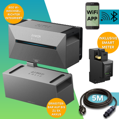 Anker SOLIX Solarbank 2 E1600 PRO 1,6 kWh PV Solarspeicher inkl. Smart Meter 1x Anker SOLIX Solarbank Mit Smart Meter