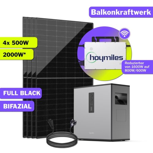 2000W Balkonkraftwerk Solaranlage Solarset mit Hoymiles Solarstromspeicher 2,2kW