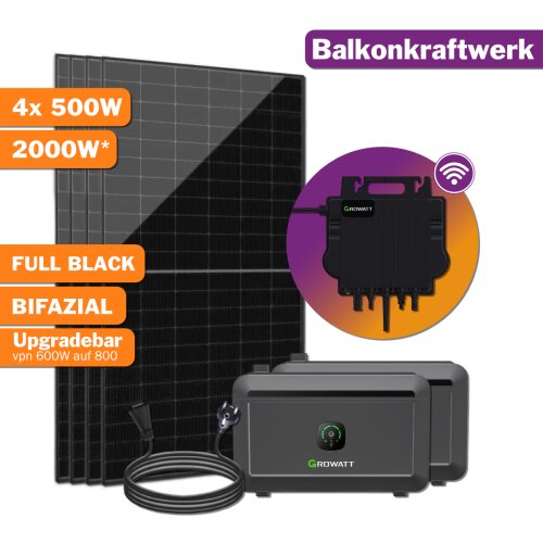 2000W Balkonkraftwerk mit Speicher 2x Growatt NOAH und 1x...