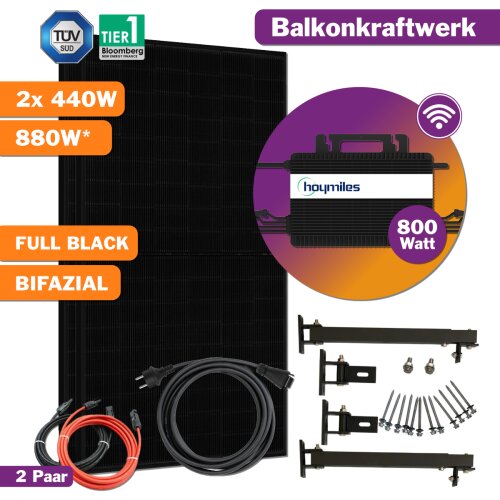 880W Balkonkraftwerk Bifazial mit 800W Hoymiles Inverter...