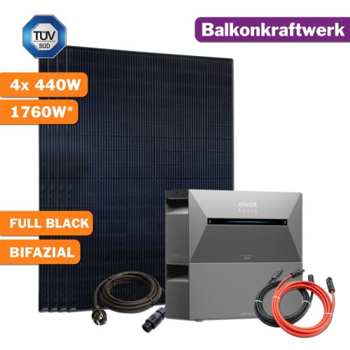 1760W Balkonkraftwerk mit Speicher Anker Solix 3.2kWh...