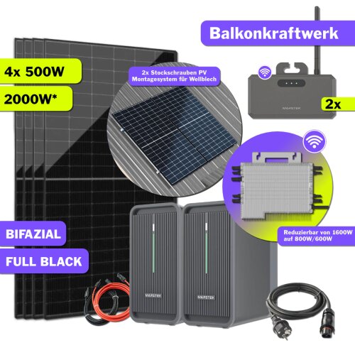 2000W Balkonkraftwerk All in One mit Marstek Speicher 4,48 kWh & Deye SUN-M160G4