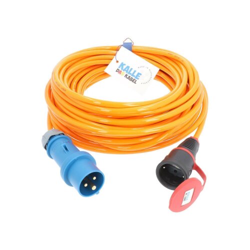 Kalle Adapterkabel CEE 230V 16A 2,5mm² auf Schuko Extreme Signal Orange IP44