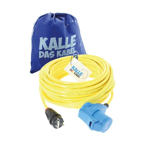 Kalle Adapterkabel Schuko 2,5mm² auf CEE 230V Winkel Extreme Signal Gelb IP44