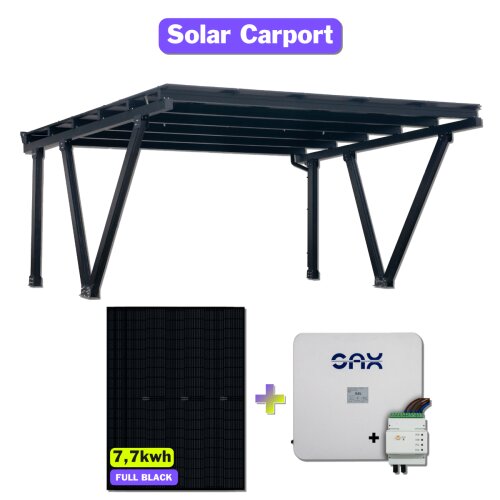Solar Carport Doppelcarport N-Type Aluminium Bausatz RAL9004 (schwarz)