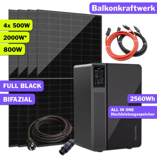 2000W Balkonkraftwerk mit Marstek Jupiter-C Speicher 2,56kWh
