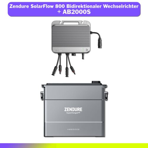 Zendure SolarFlow 800W Bidirektionaler Hybrid-Wechselrichter + AB2000S 1920Wh