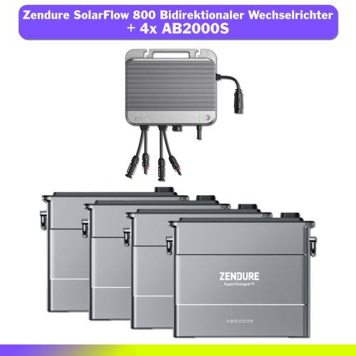 Zendure SolarFlow 800W Bidirektionaler Hybrid-Wechselrichter + 4xAB2000S 7680Wh