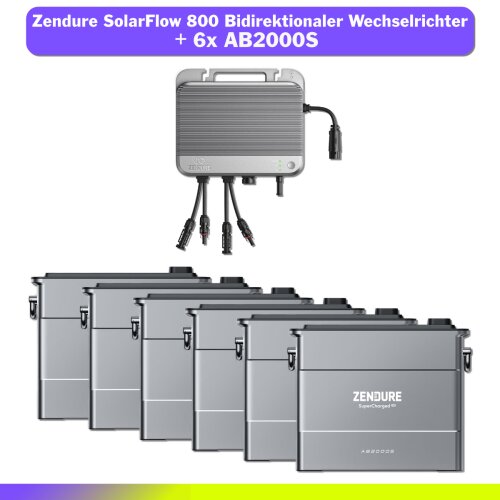 Zendure SolarFlow 800W Bidirektionaler Hybrid-Wechselrichter + 6xAB2000S 11520Wh
