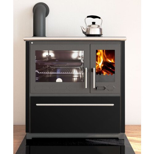 Plamen 850 Glas N – Schwarzer Holzherd (linke...