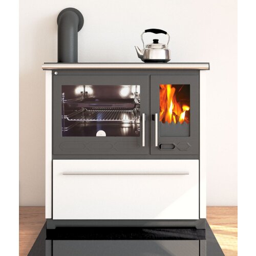 Plamen 850 Glas N – Weißer Holzherd (linke...