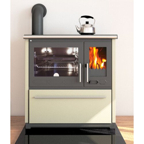 Plamen 850 Glas N – cremefarbener Holzherd (linke...