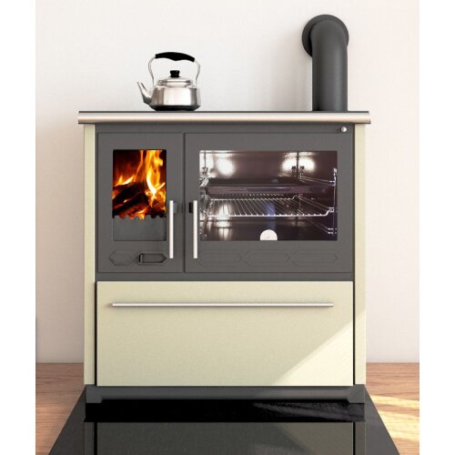 Plamen 850 Glas N – cremefarbener Holzherd (rechte...