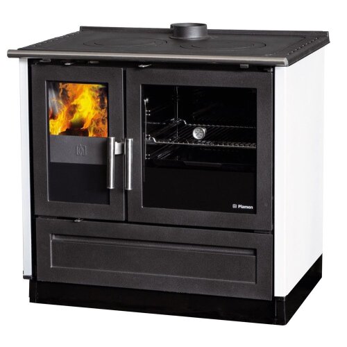 Holzherd Plamen 910 Weiß – Küchenofen mit Backfach & 9 kW Leistung | Dauerbrandherd Holzofen A+