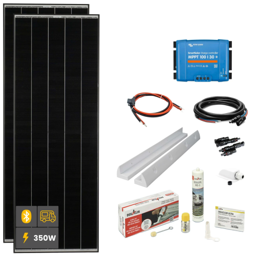 350 W SOLA Frame Black Wohnmobil-Solarset – Effiziente Schindelzellen-Solarmodule Weiß