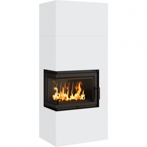 Kamineinsatz Simple Box 8 kW Ø 200 Bianco – Holzofen modern, energieeffizient & BImSchV-konform, Türöffnung links