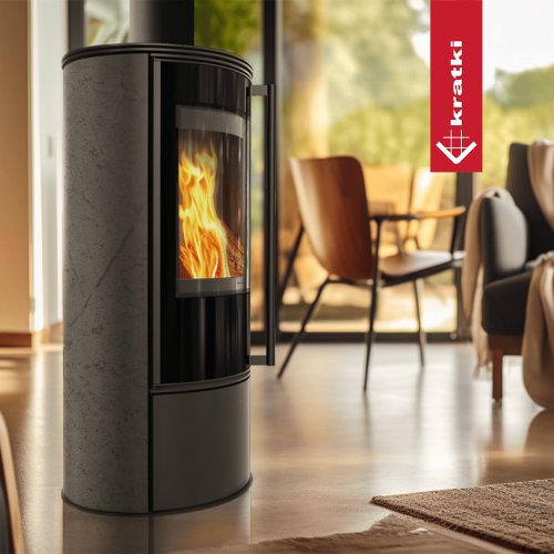 Kaminofen KRATKI ERIK 5,5 kW Ø 150 Grafite Satin – Holzofen modern, effizient & Stahl