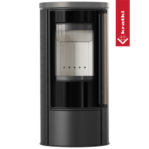 Holzofen ERIK 5,5 kW Ø 150 Grafite Satin – Stahl, energieeffizient & modern mit Dekorglas