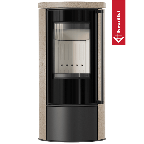 Kaminofen ERIK 5,5 kW Ø 150 Gold Satin – Moderner Holzofen, energieeffizient, mit dekorativem Glas & BImSchV-konform