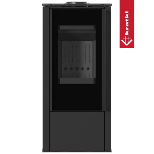 Kaminofen KRATKI HATI 5,5 kW Ø 150 Schwarz – Holzofen aus Stahl, energieeffizient & modern