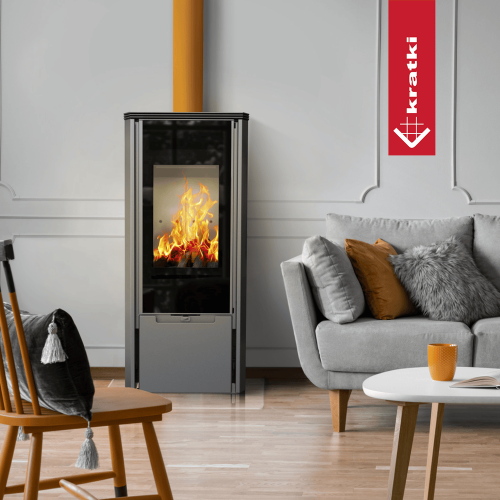 Kratki Kaminofen AB ENYO 4,9 kW Erdgas Ø 100/150 – Freistehender Gasofen modern & ökologisch