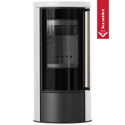 Stahlofen ERIK 5,5 kW Ø 150 White Natural – Holzofen modern, energieeffizient & mit dekorativem Glas