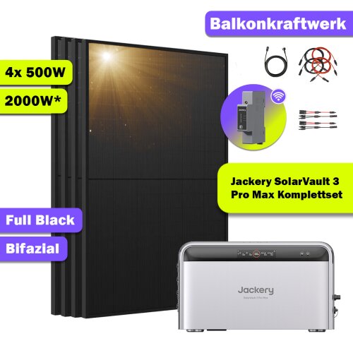 2000W Balkonkraftwerk Komplettset mit Speicher 2,5 kWh – Jackery SolarVault 3 Pro Max