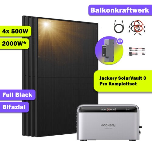 2000W Balkonkraftwerk Komplettset mit Speicher 2,5 kWh – Jackery SolarVault 3 Pro