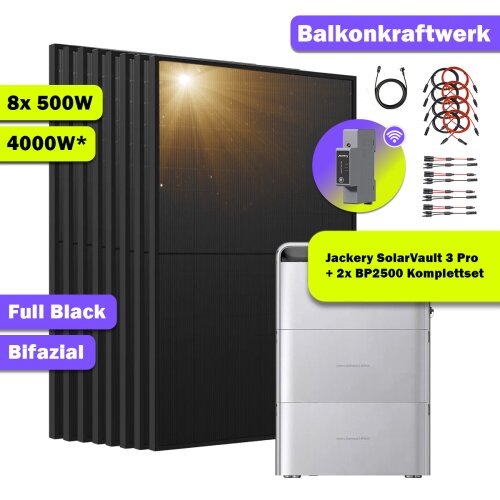 4000W Balkonkraftwerk Jackery SolarVault 3 Pro mit Speicher 7,5 kWh – inkl. 2x BP2500 Erweiterung