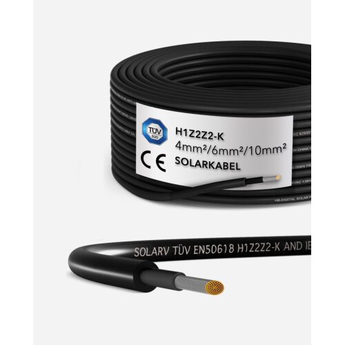 enjoy solar® 100Meter Ring Solarkabel PLUS 6mm² in schwarz