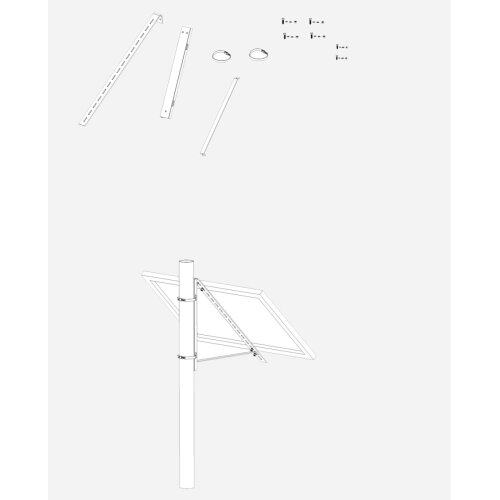 enjoysolar®Aluminium Masthalterung für Einzelpanel (100-670mm), Neigungswinkel 45° | inkl,aller Schrauben und Muttern