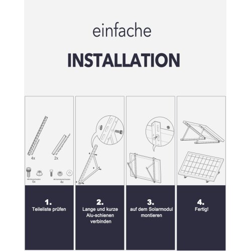 enjoy solar® Dreiecke Aluminium - verstellbare Halterung Neigungswinkel 22°-40° für Solarpanel | inkl, Schrauben und Muttern
