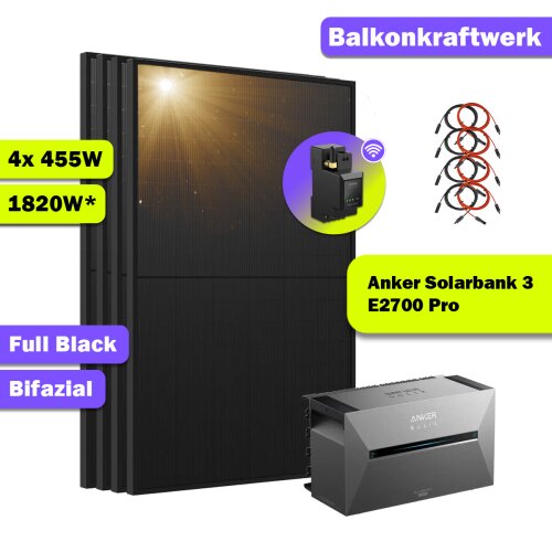1820W Balkonkraftwerk mit Anker SOLIX Solarbank 3 PRO