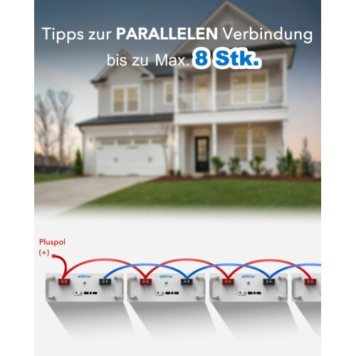 EPEVER® Lithium Batterie LiFePO4 Batterien 51,2V 205Ah - BMS integriert, A-Klasse LiFePO4-Zellen, Batteriegestell-Montage
