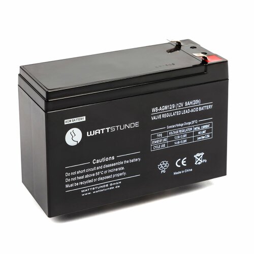 WATTSTUNDE® Akku AGM12-9 12V VRLA AGM Batterie 9Ah C20